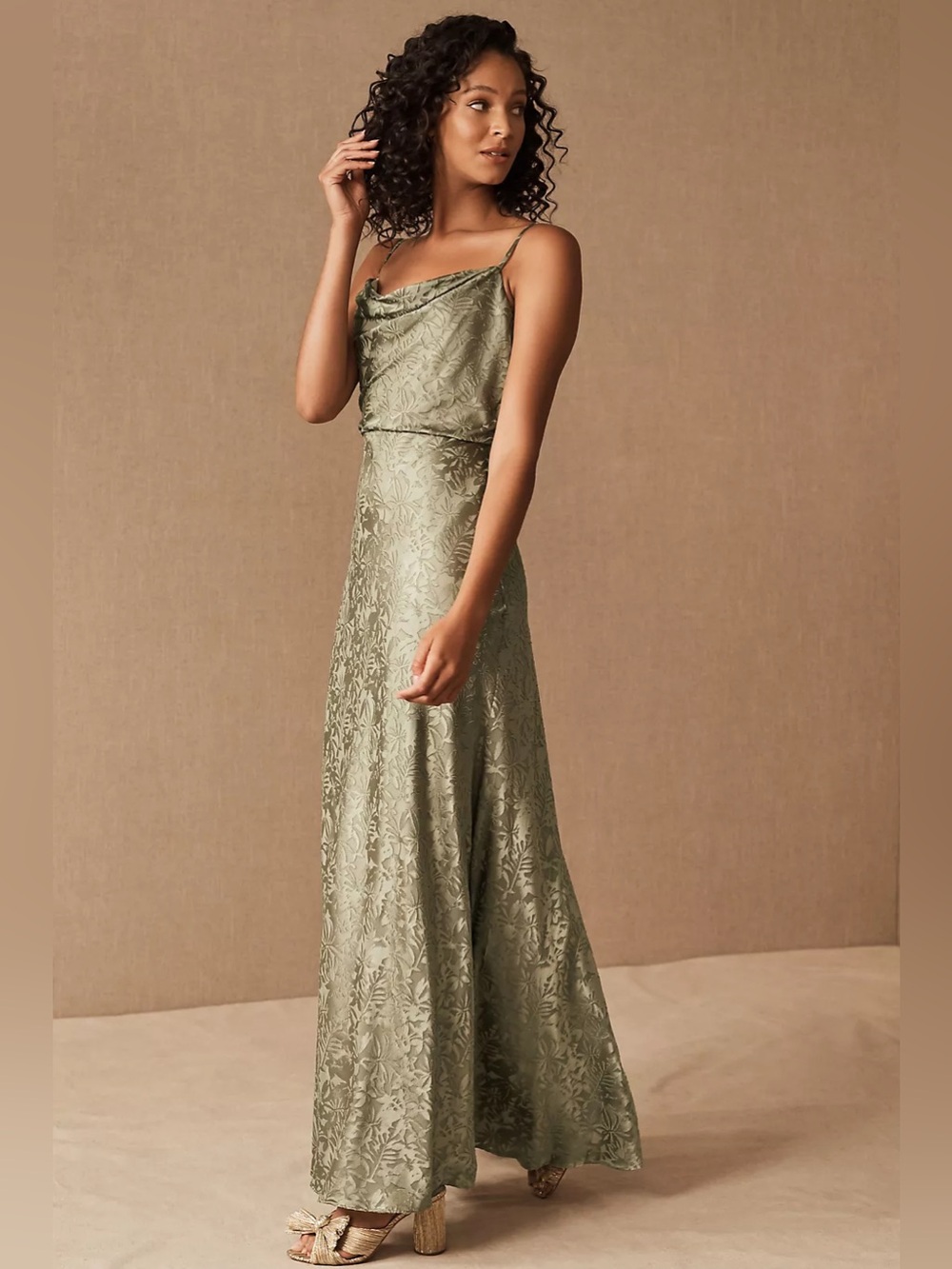 NWT Jenny Yoo Anthropologie Dahlia Burnout Velvet Floral Maxi Dress Sage Green
